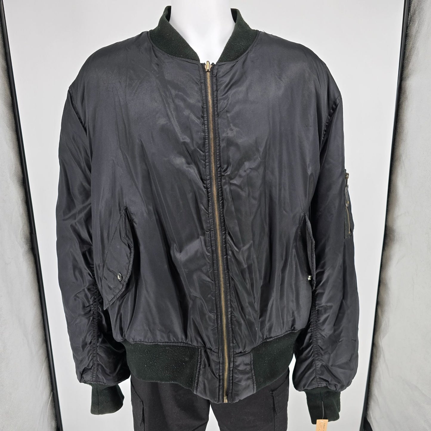 Vintage 1990s TRU-SPEC MA-1 Reversible Black/Orange Flight Bomber Jacket (3XL)
