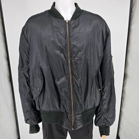 Vintage 1990s TRU-SPEC MA-1 Reversible Black/Orange Flight Bomber Jacket (3XL)