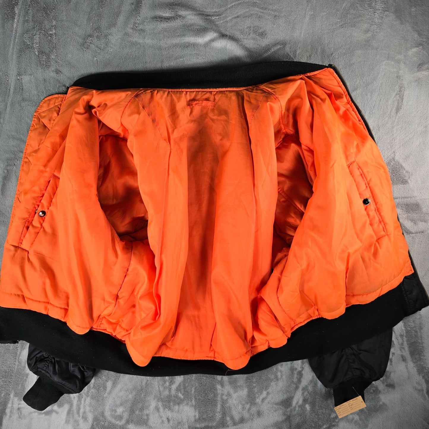 Vintage 1990s TRU-SPEC MA-1 Reversible Black/Orange Flight Bomber Jacket (3XL)