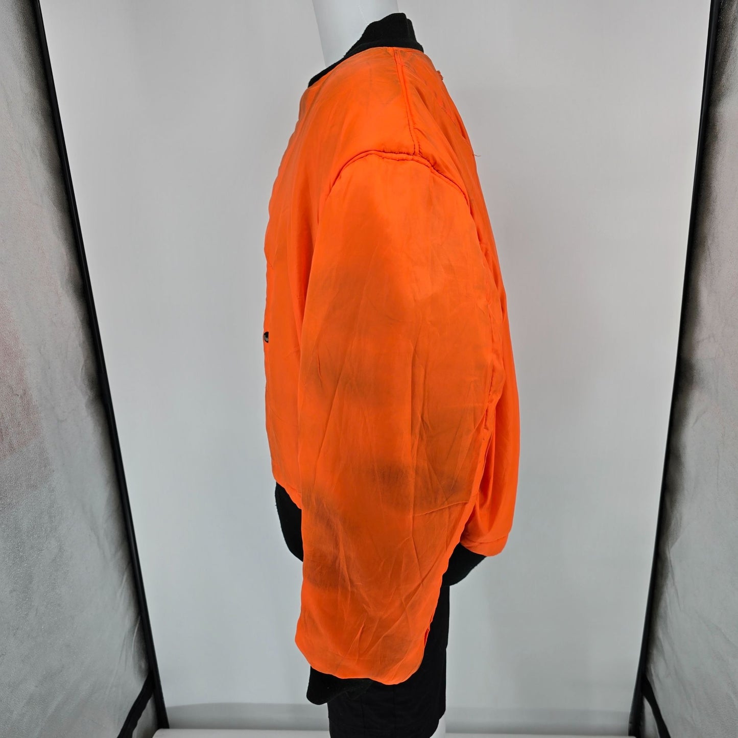Vintage 1990s TRU-SPEC MA-1 Reversible Black/Orange Flight Bomber Jacket (3XL)