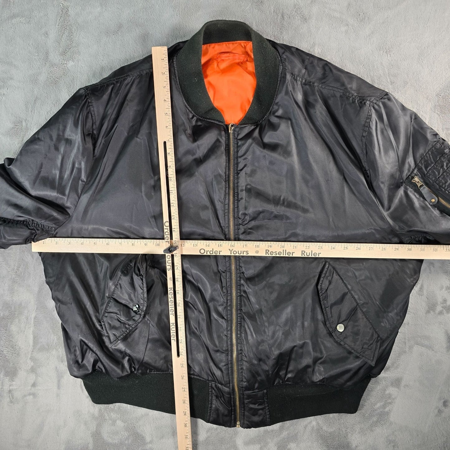 Vintage 1990s TRU-SPEC MA-1 Reversible Black/Orange Flight Bomber Jacket (3XL)