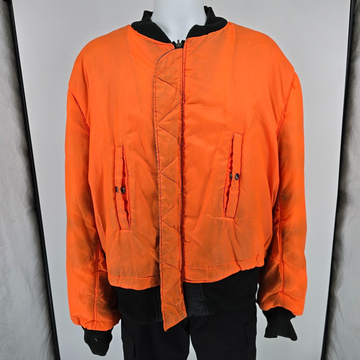Vintage 1990s TRU-SPEC MA-1 Reversible Black/Orange Flight Bomber Jacket (3XL)