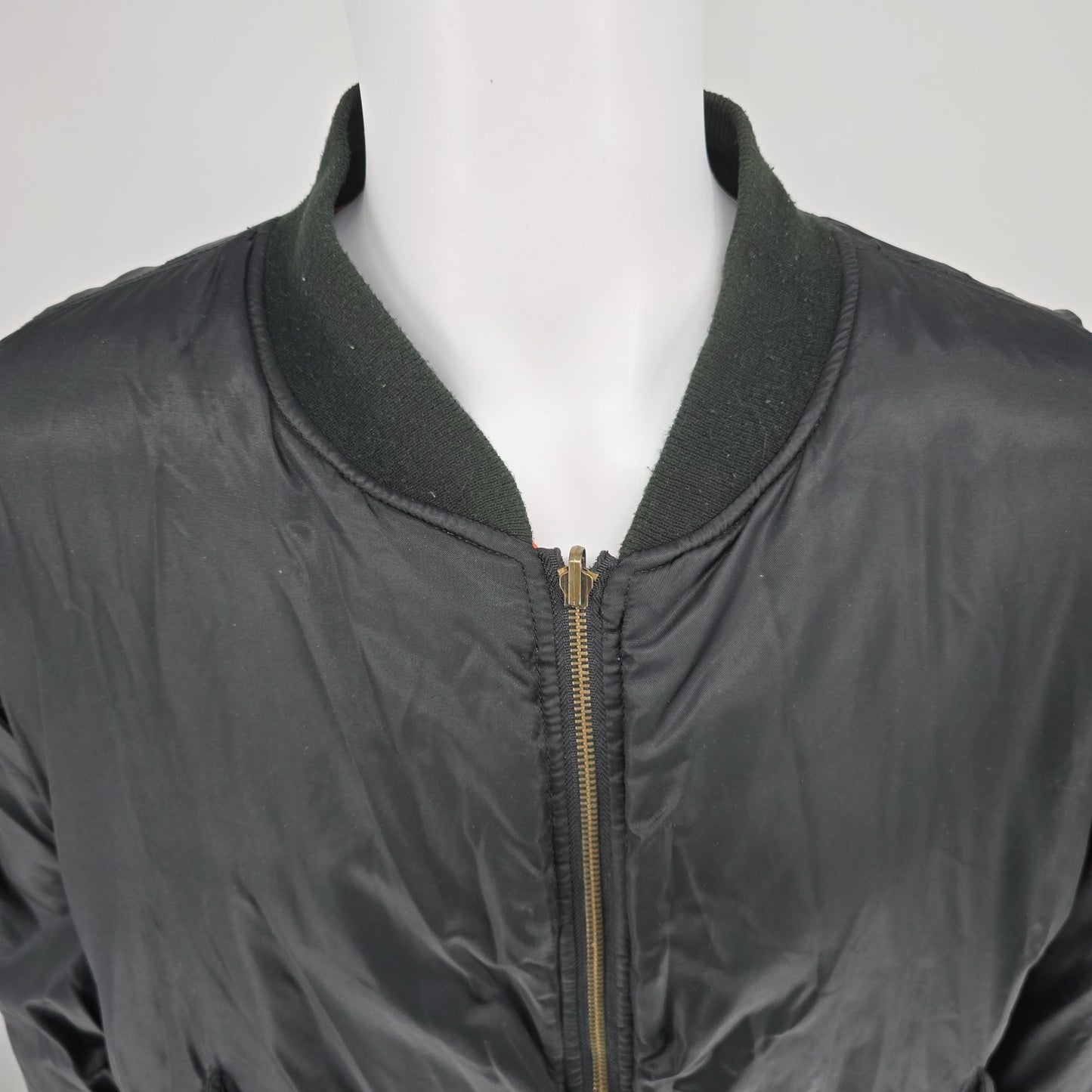 Vintage 1990s TRU-SPEC MA-1 Reversible Black/Orange Flight Bomber Jacket (3XL)