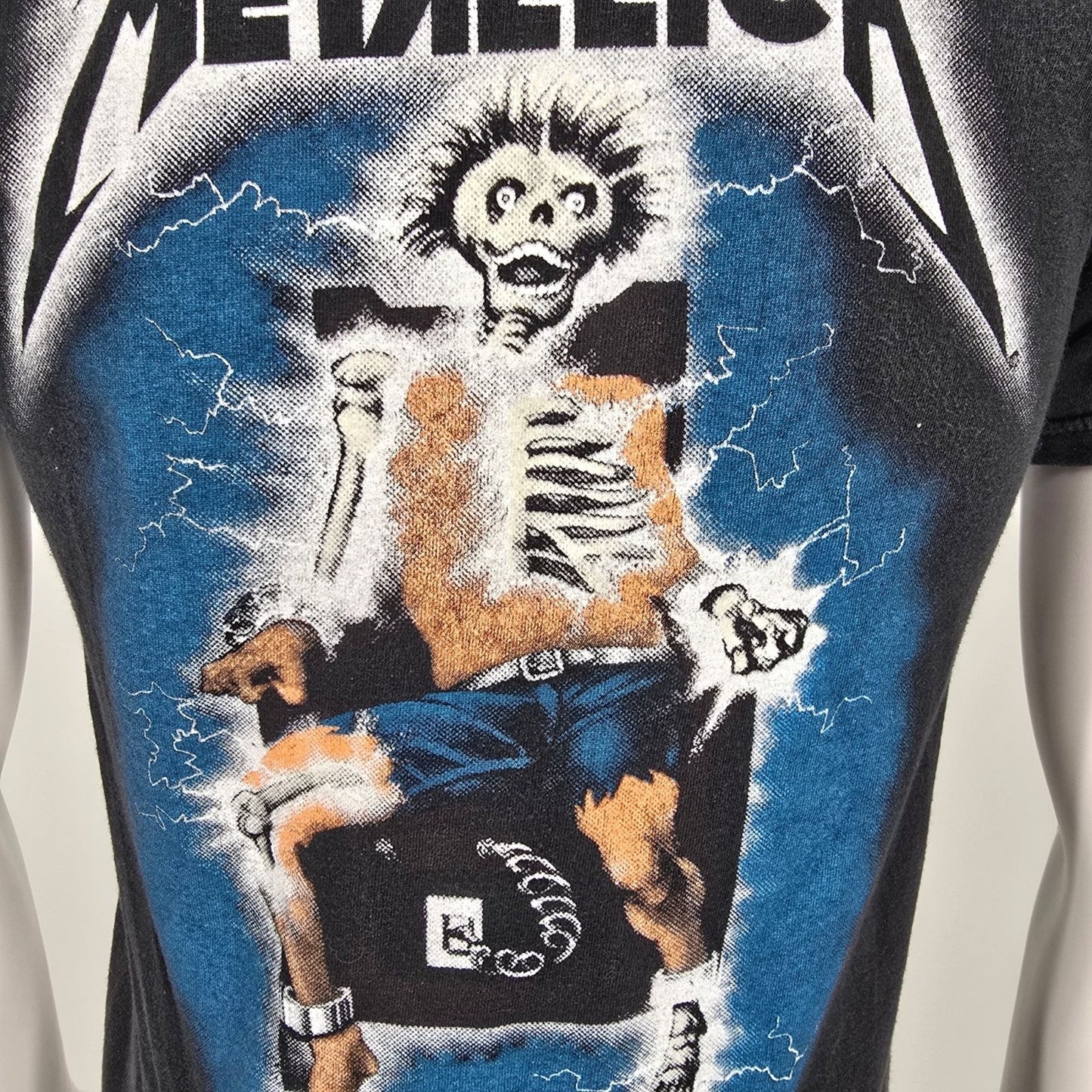 2000s Alstyle Black Metallica Ride the Lightning Graphic Band T-Shirt (Small)