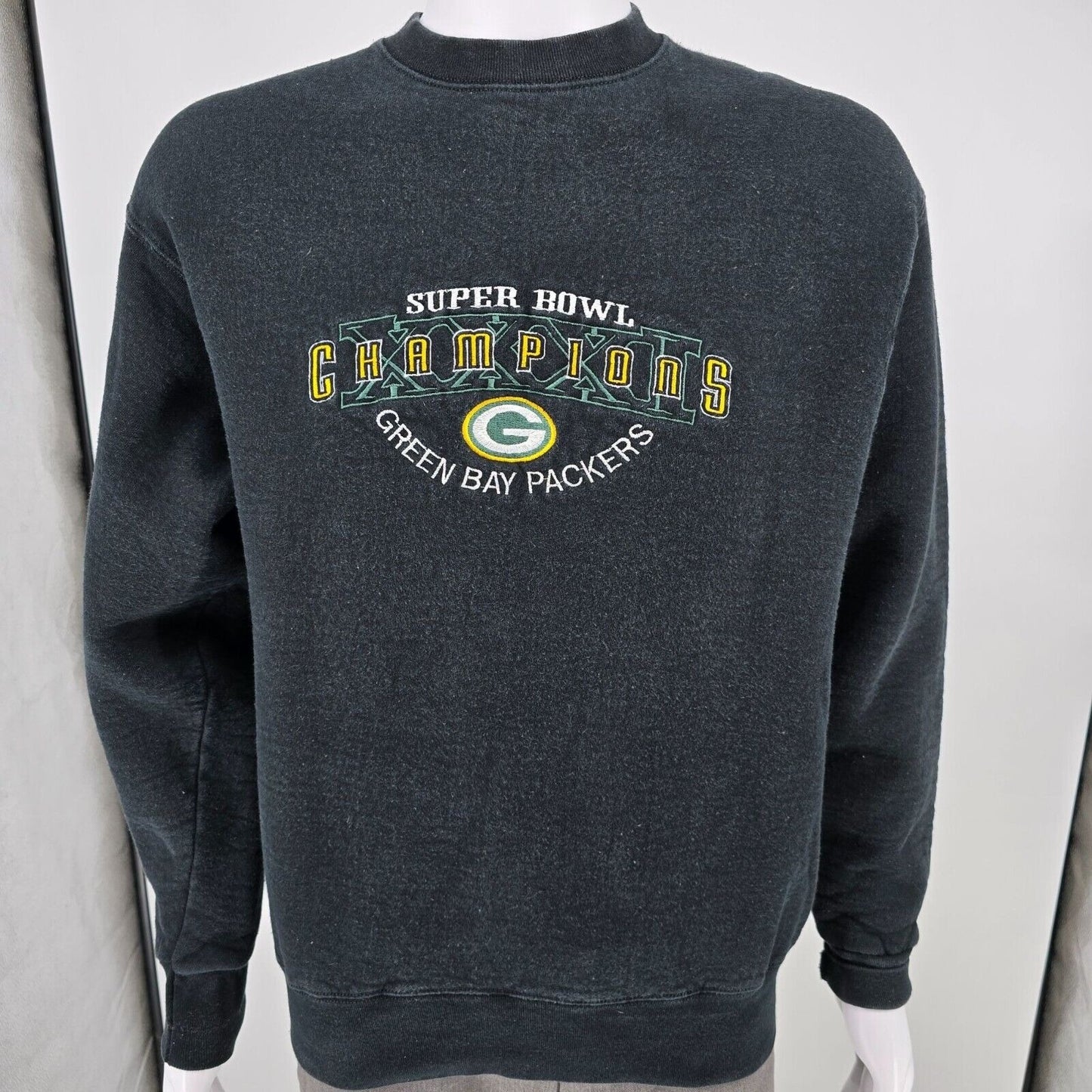 Vintage 1997 Green Bay Packers Super Bowl XXXI Champions Black Sweatshirt (L)