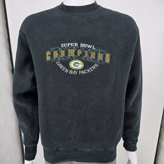 Vintage 1997 Green Bay Packers Super Bowl XXXI Champions Black Sweatshirt (L)