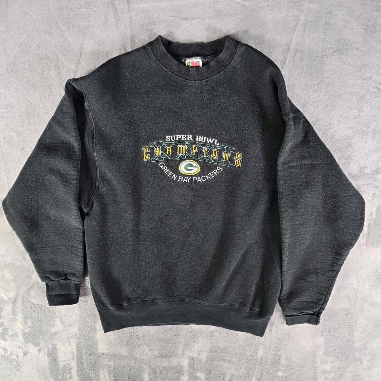 Vintage 1997 Green Bay Packers Super Bowl XXXI Champions Black Sweatshirt (L)