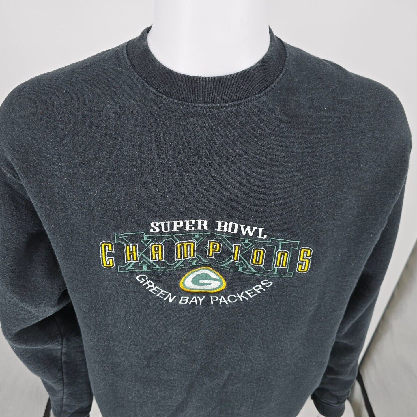 Vintage 1997 Green Bay Packers Super Bowl XXXI Champions Black Sweatshirt (L)