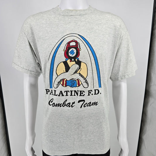 Vintage 1990s Palatine Fire Department Firefighters Combat Team T-Shirt (XL)