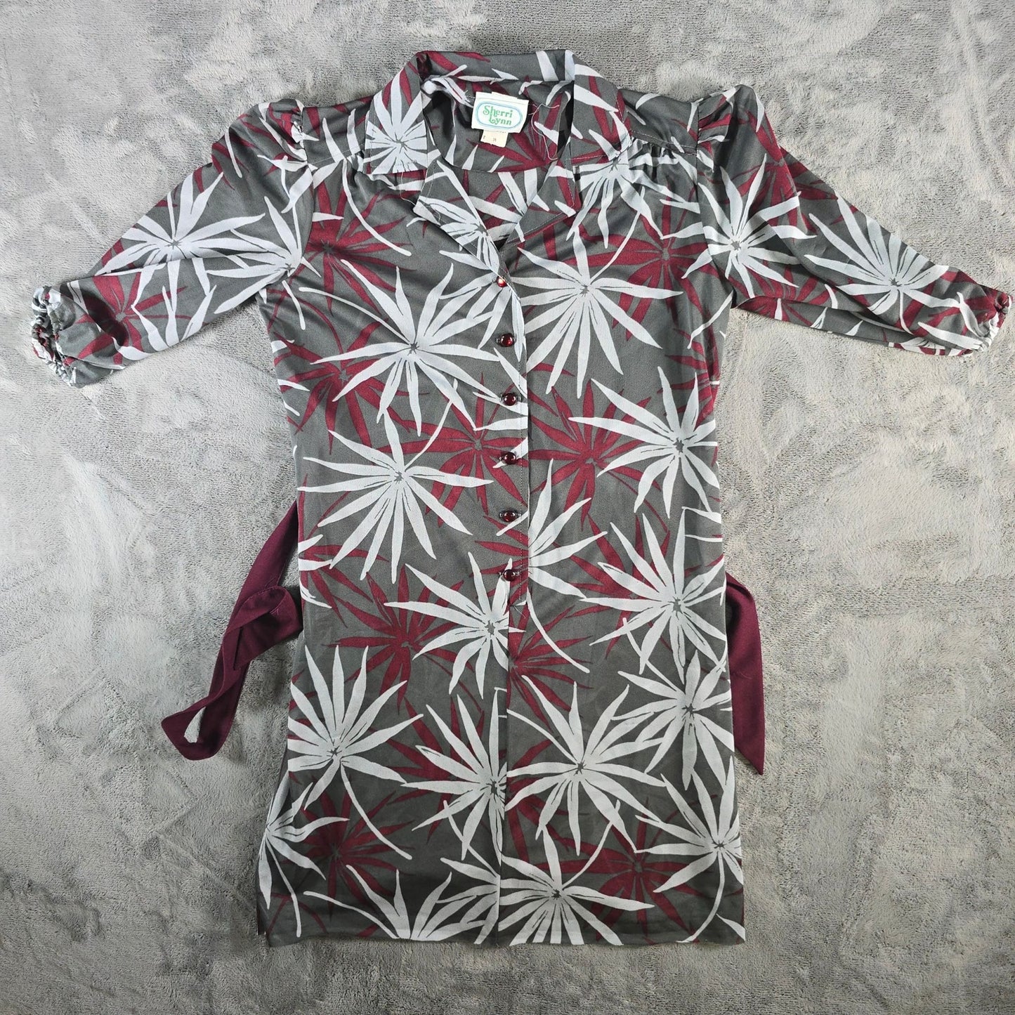 Vintage 1970s Sherri Lynn Tropical Floral Print Semi-Sheer Popover Dress (M/L)