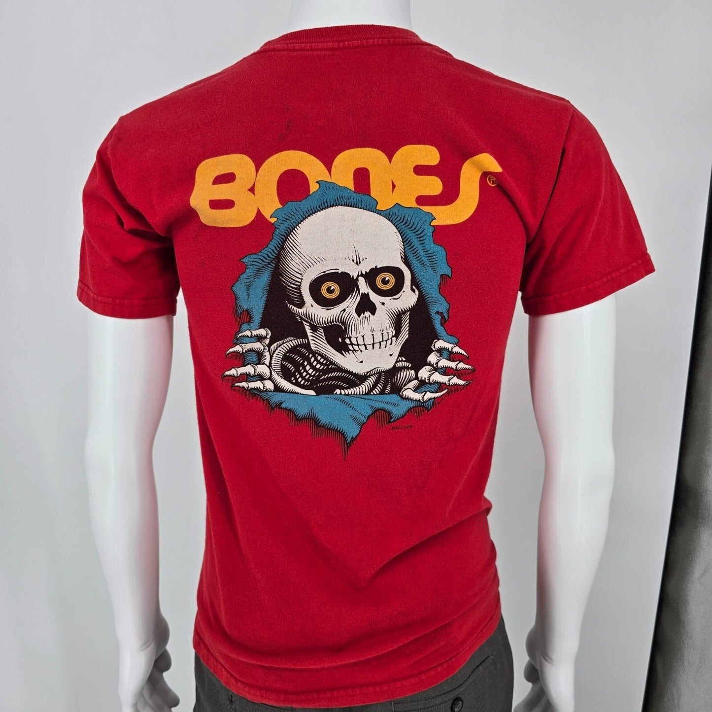 Powell Peralta Bones Ripper Skateboarding Red Graphic T-Shirt (S) *Flaws