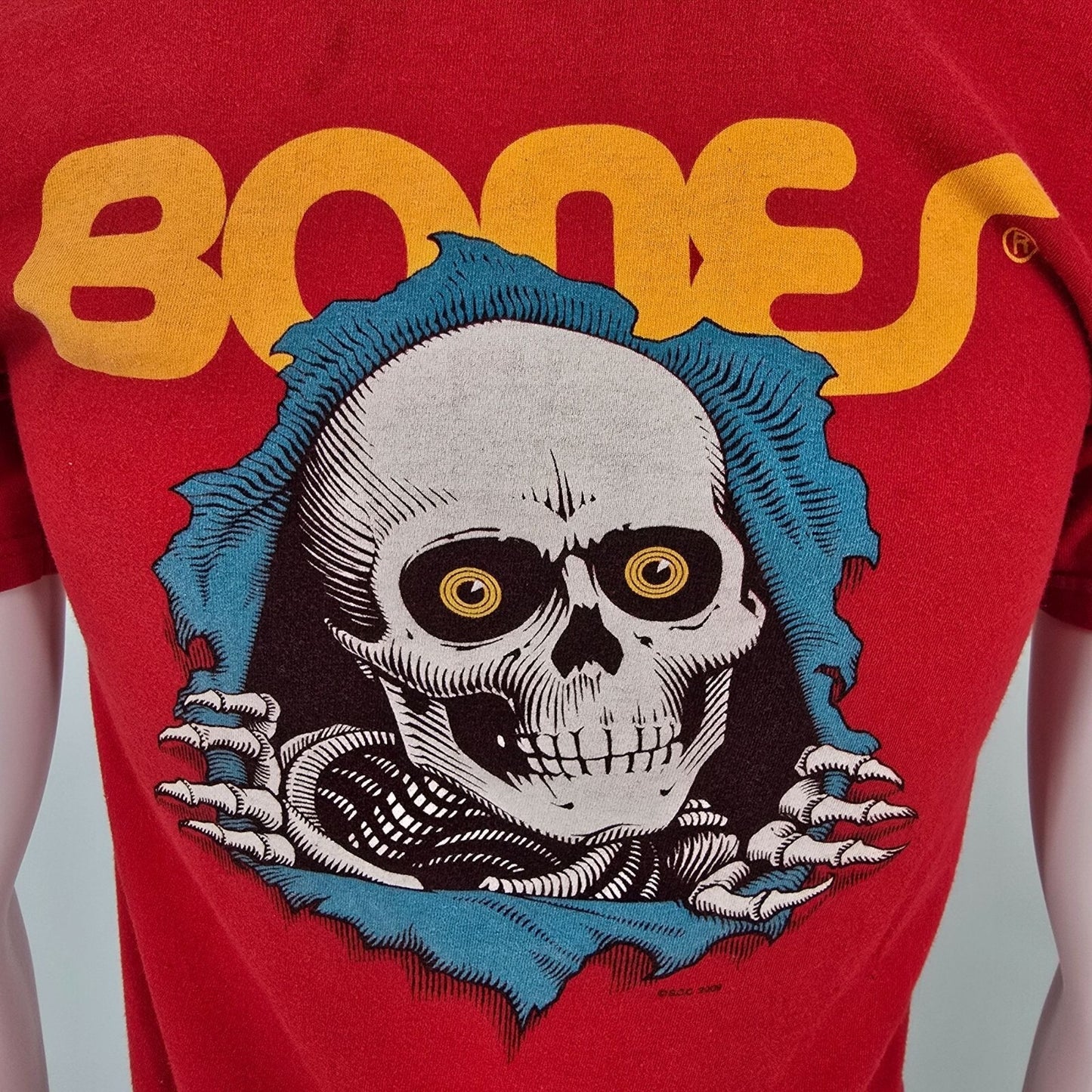 Powell Peralta Bones Ripper Skateboarding Red Graphic T-Shirt (S) *Flaws
