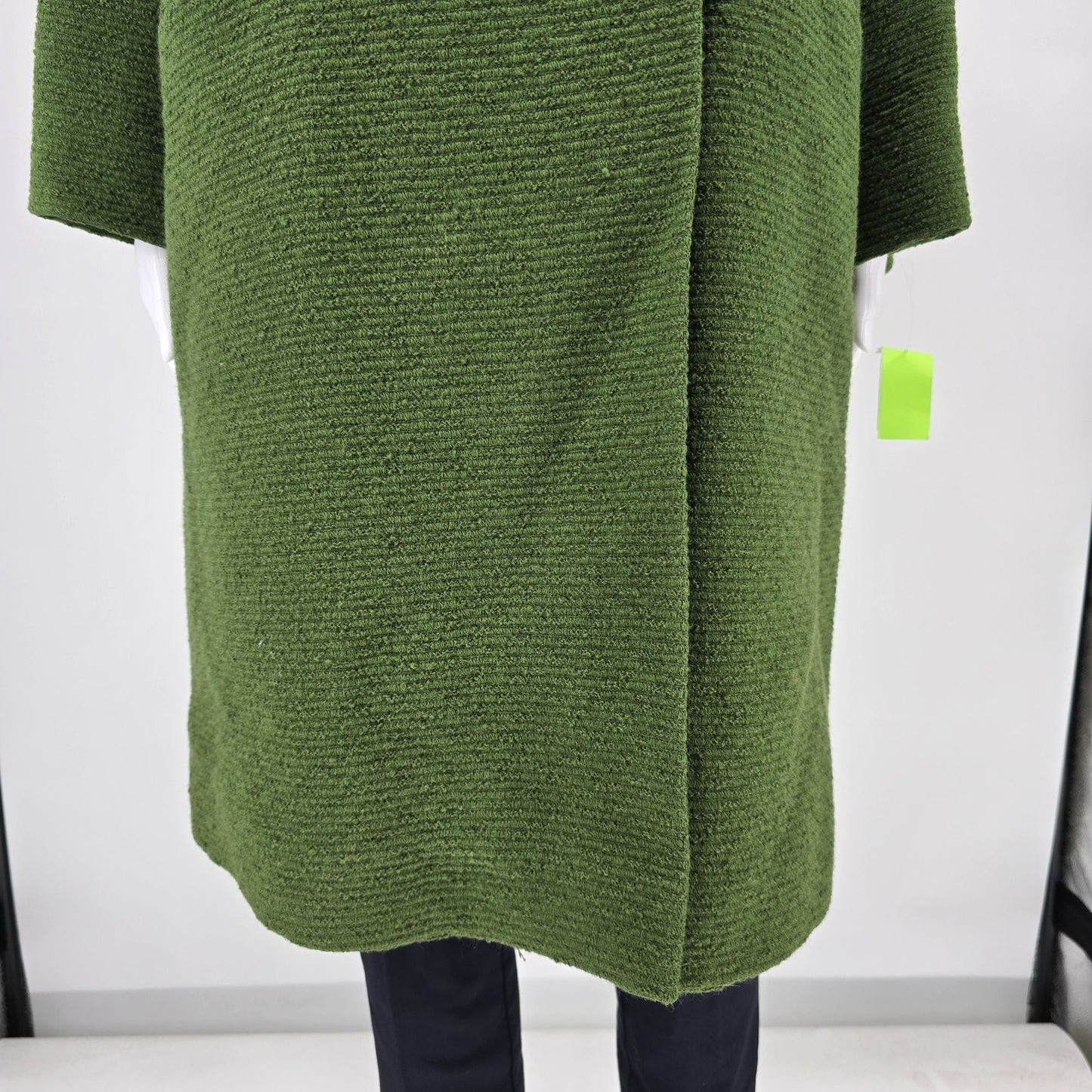 Vintage 1960s Hutner Paris Green Montera Wool Faux Mink Collar Coat (L)