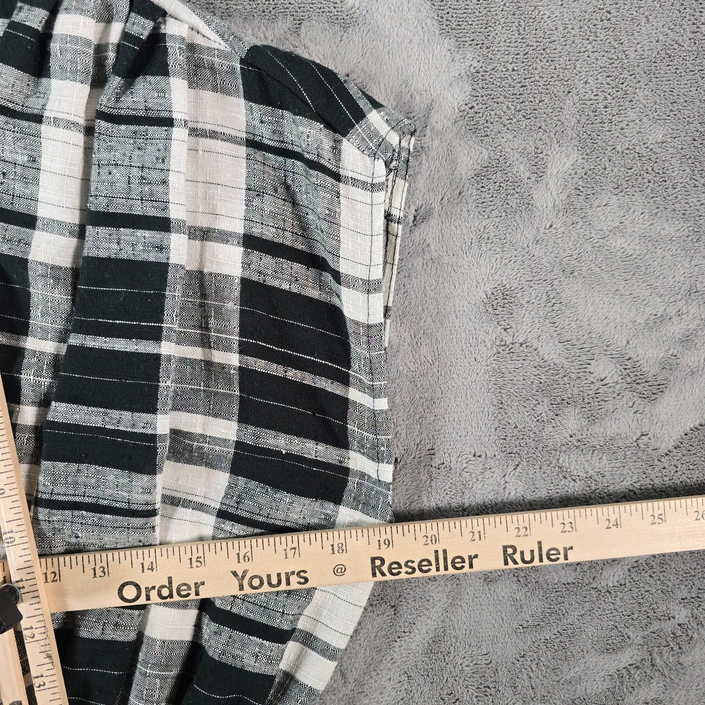 Vintage 1980s J.M II New York Black/Ivory Windowpane Plaid Midi Day Dress (L)