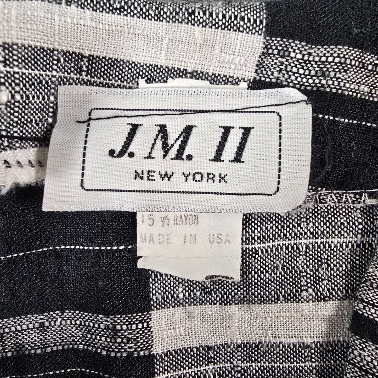 Vintage 1980s J.M II New York Black/Ivory Windowpane Plaid Midi Day Dress (L)