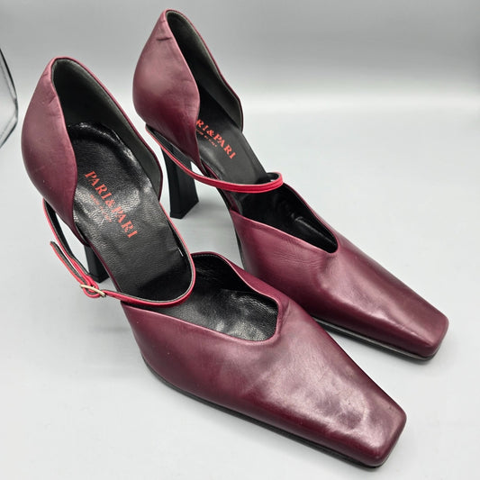Vintage Deadstock Y2K Pari & Pari Bordeaux Instep-Strap Pumps (EU 37/ US 6.5)