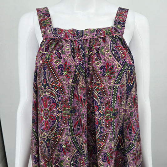 Vintage 1990s Unbranded Purple Paisley Maxi Tent Boho Sundress (Size 14/L)