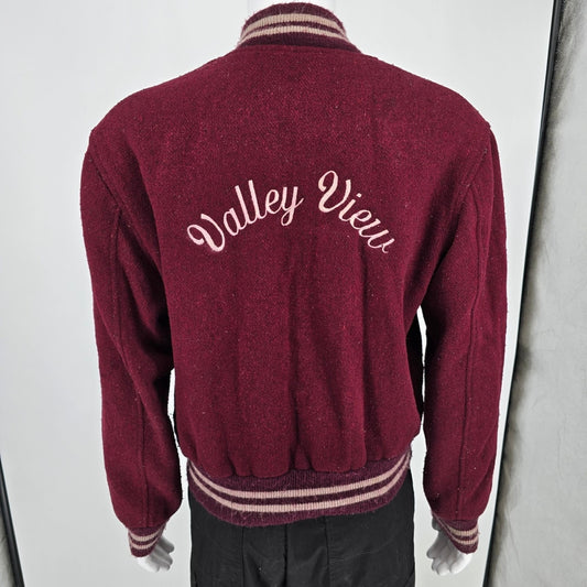 Vintage 1980s Champion Maroon Valley View "Scott" Letterman Varsity Jacket (L)