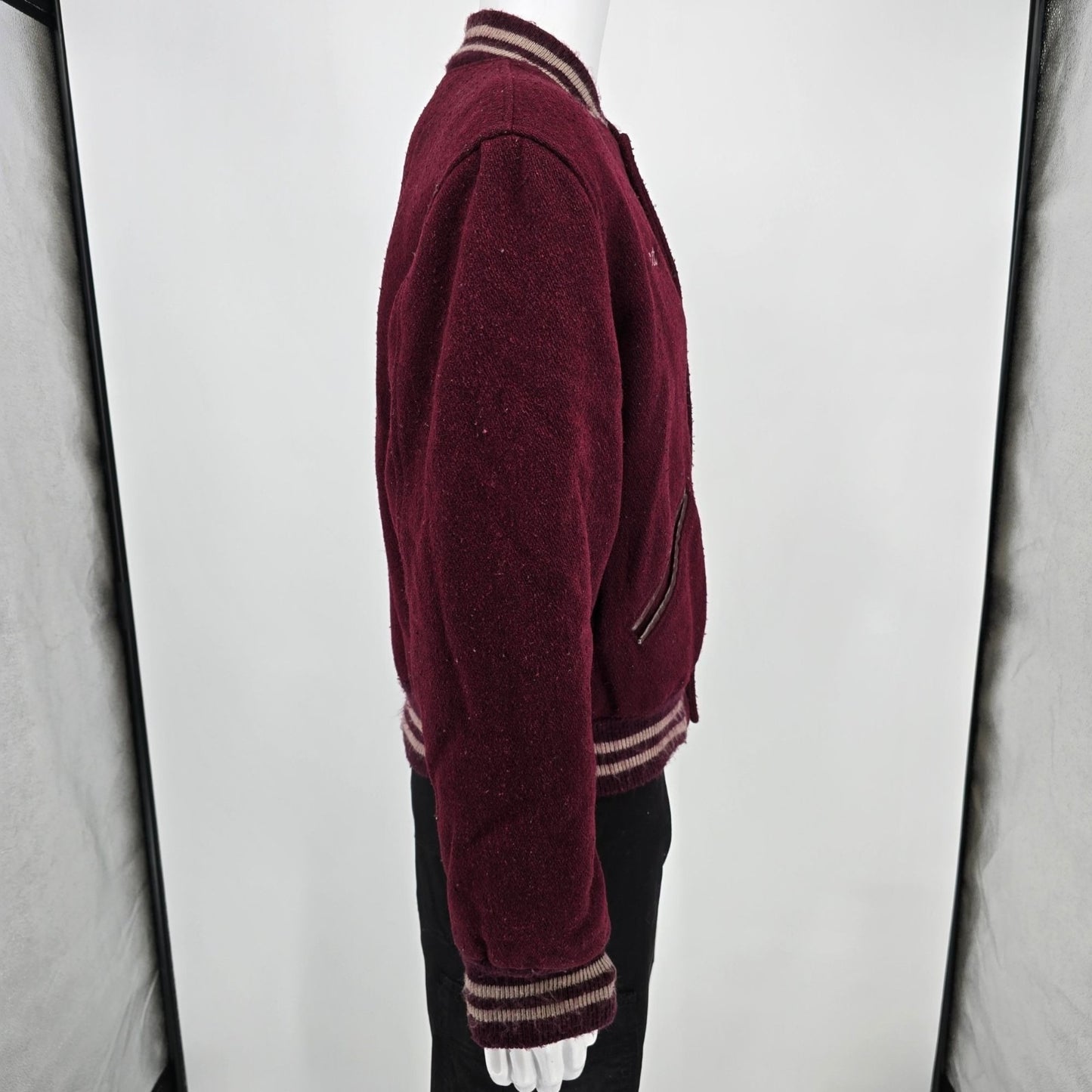 Vintage 1980s Champion Maroon Valley View "Scott" Letterman Varsity Jacket (L)