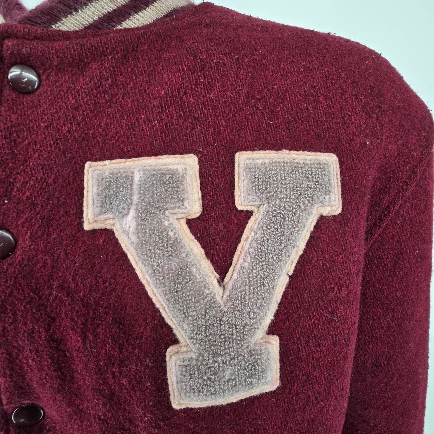 Vintage 1980s Champion Maroon Valley View "Scott" Letterman Varsity Jacket (L)