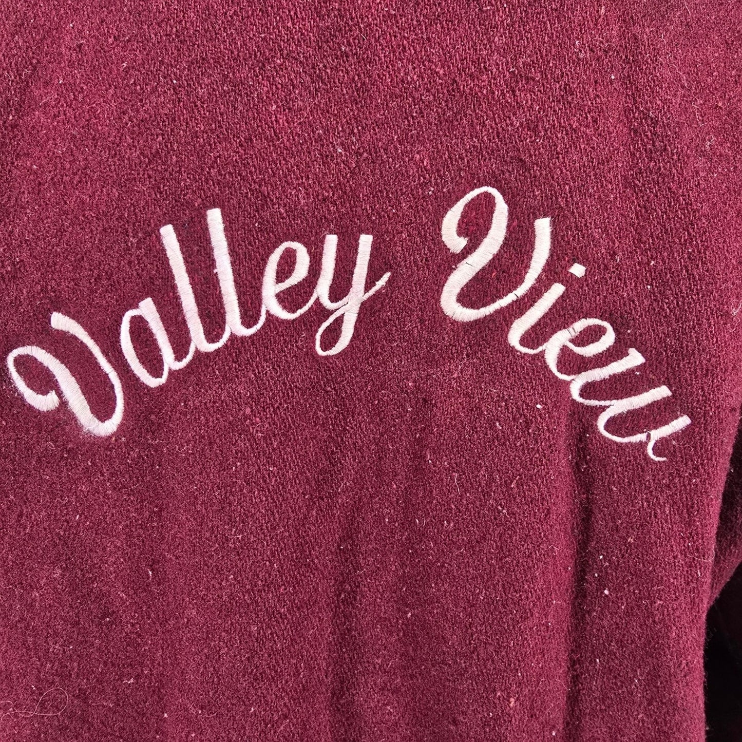Vintage 1980s Champion Maroon Valley View "Scott" Letterman Varsity Jacket (L)