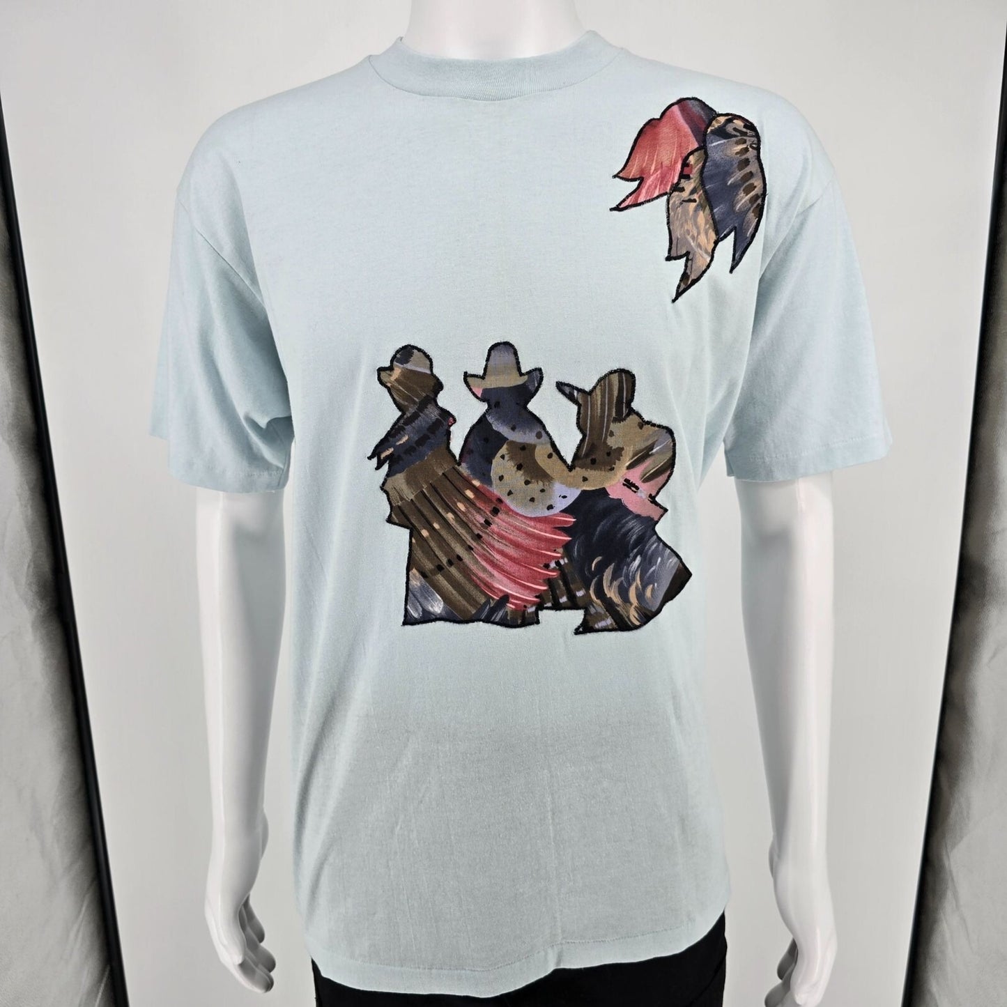 Vintage 1980s Hanes Western Cowboy Dancers DIY Fabric Applique T-Shirt (L/XL)