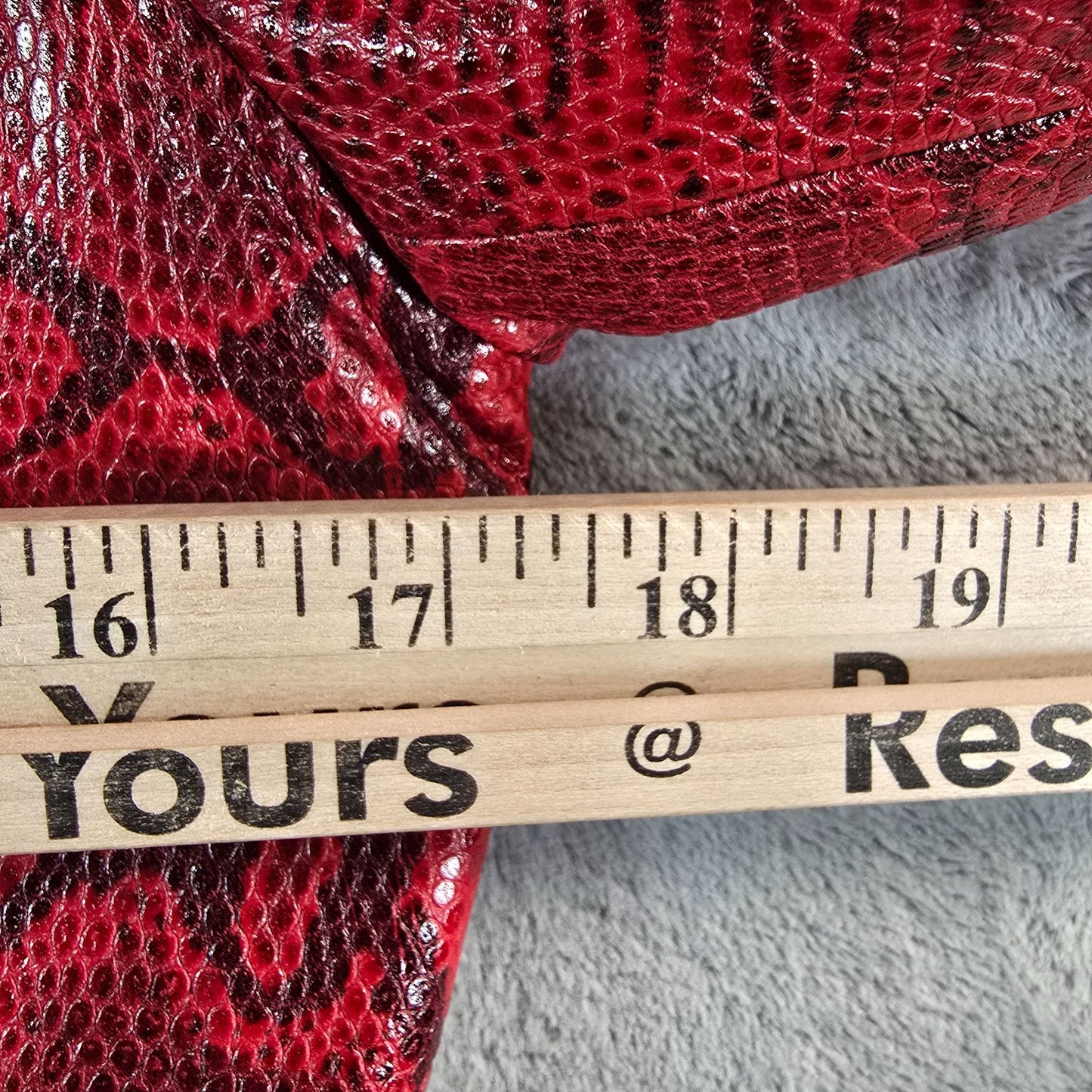 Vintage Y2K Sienna Studio Women's Red Embossed Snake Print Leather Jacket (S)