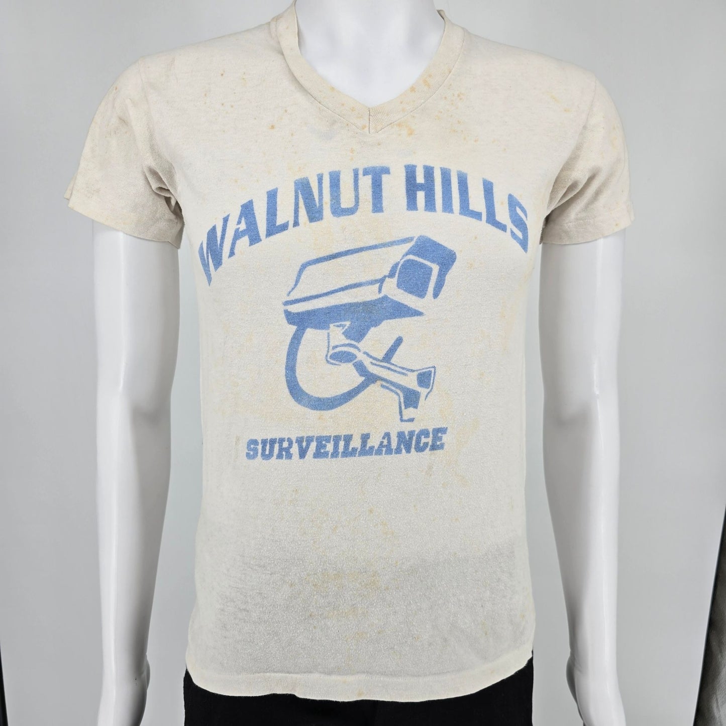 Distressed Vintage 1970s Hanes Walnut Hill Surveillance Cincinnati T-Shirt (S)