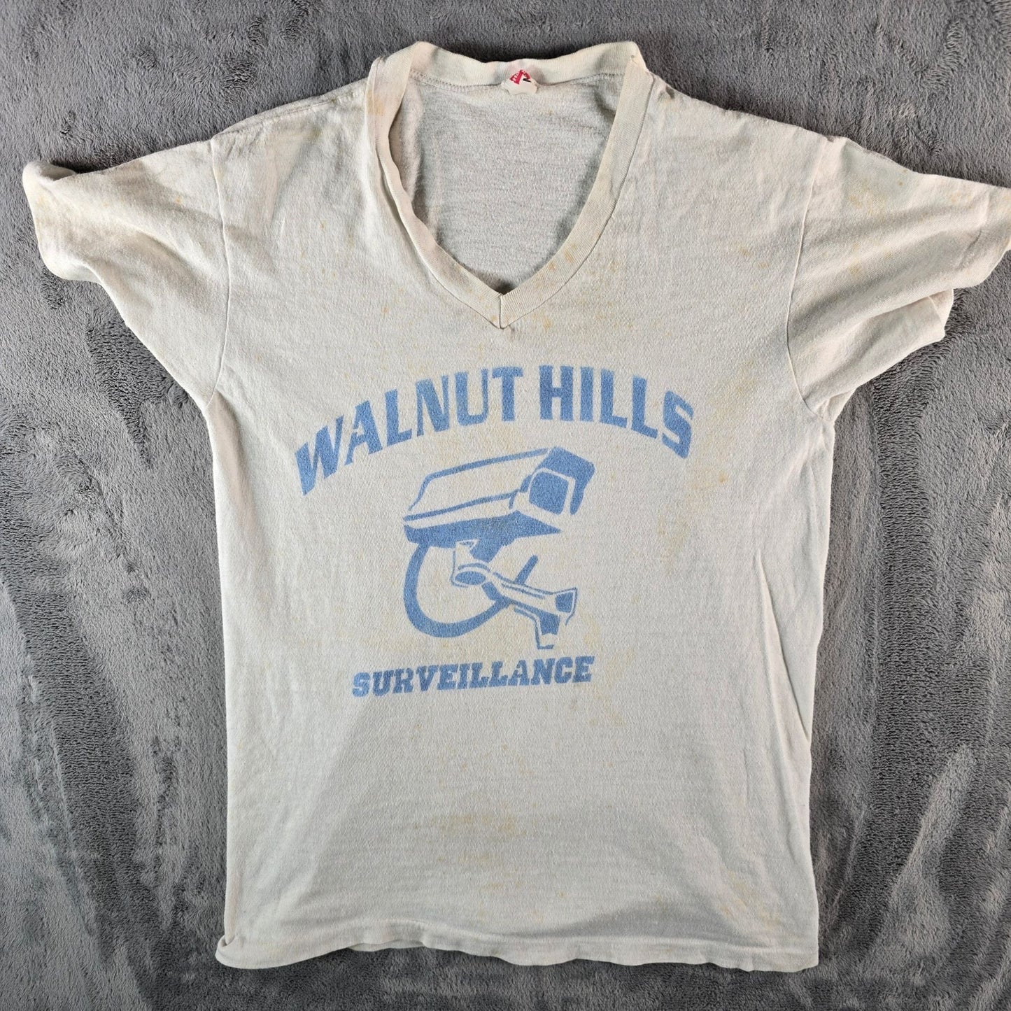 Distressed Vintage 1970s Hanes Walnut Hill Surveillance Cincinnati T-Shirt (S)