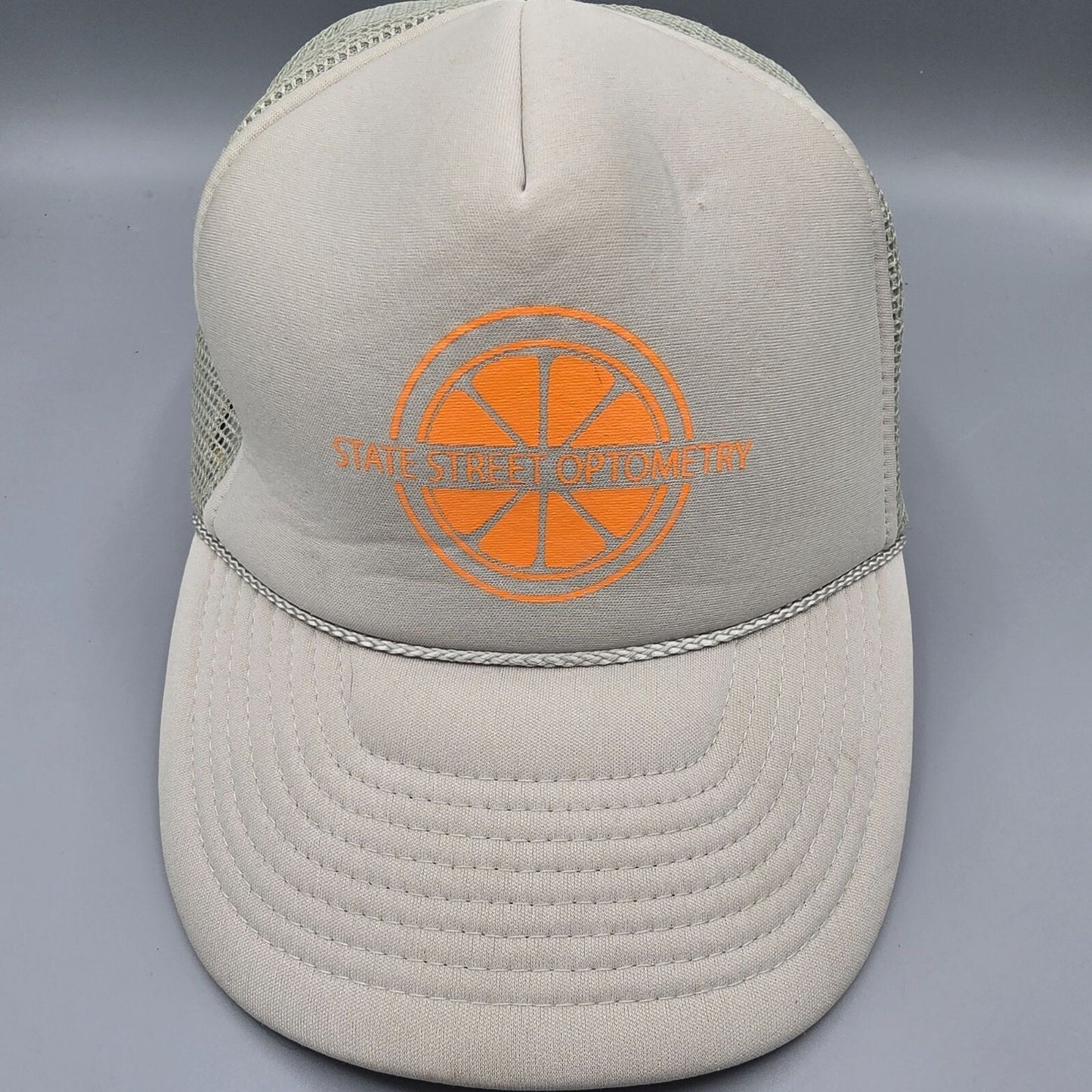 State Street Optometry Redlands California Beige & Orange Sun Cap Trucker Hat