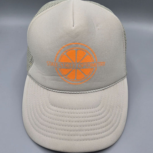 State Street Optometry Redlands California Beige & Orange Sun Cap Trucker Hat