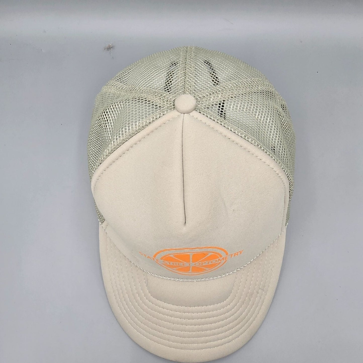 State Street Optometry Redlands California Beige & Orange Sun Cap Trucker Hat