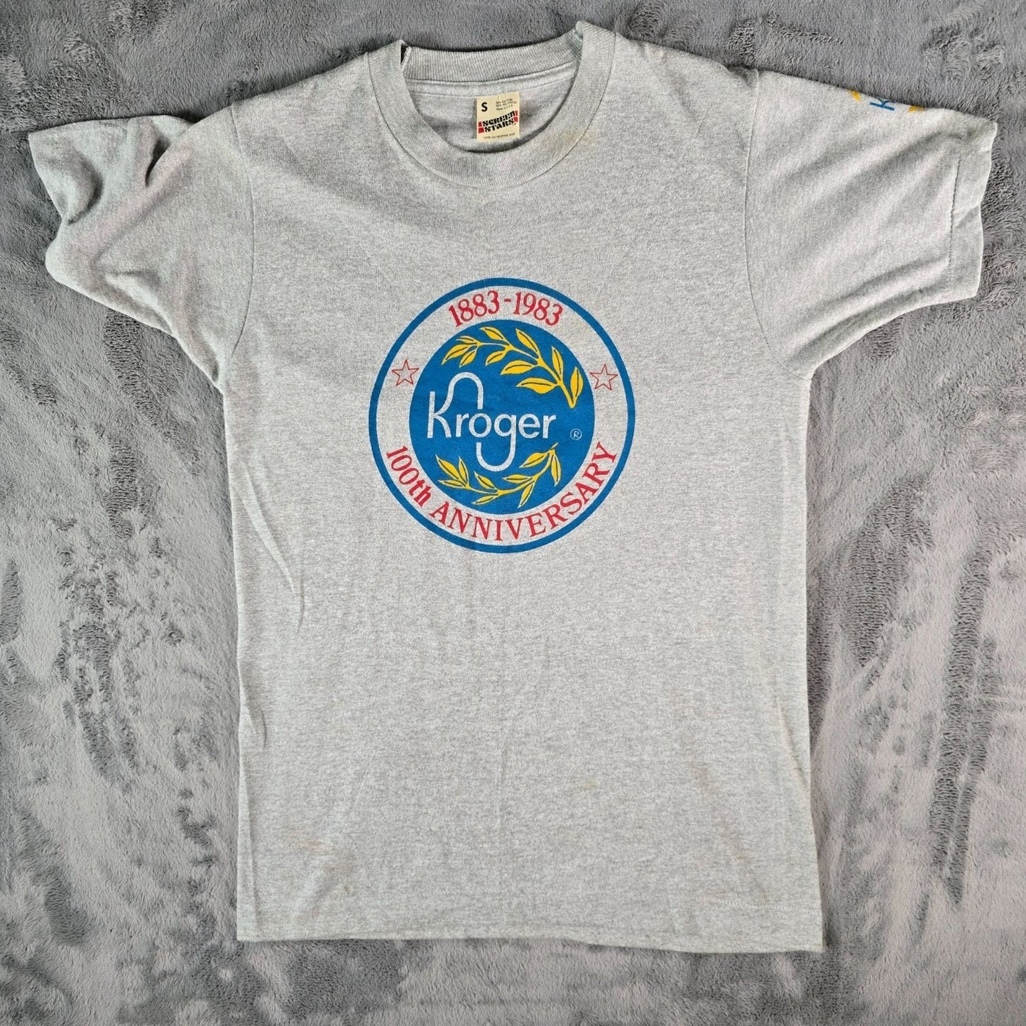 Vintage 1980s Screen Stars Kroger 100th Anniversary 1883-1983 Gray T-Shirt (S)