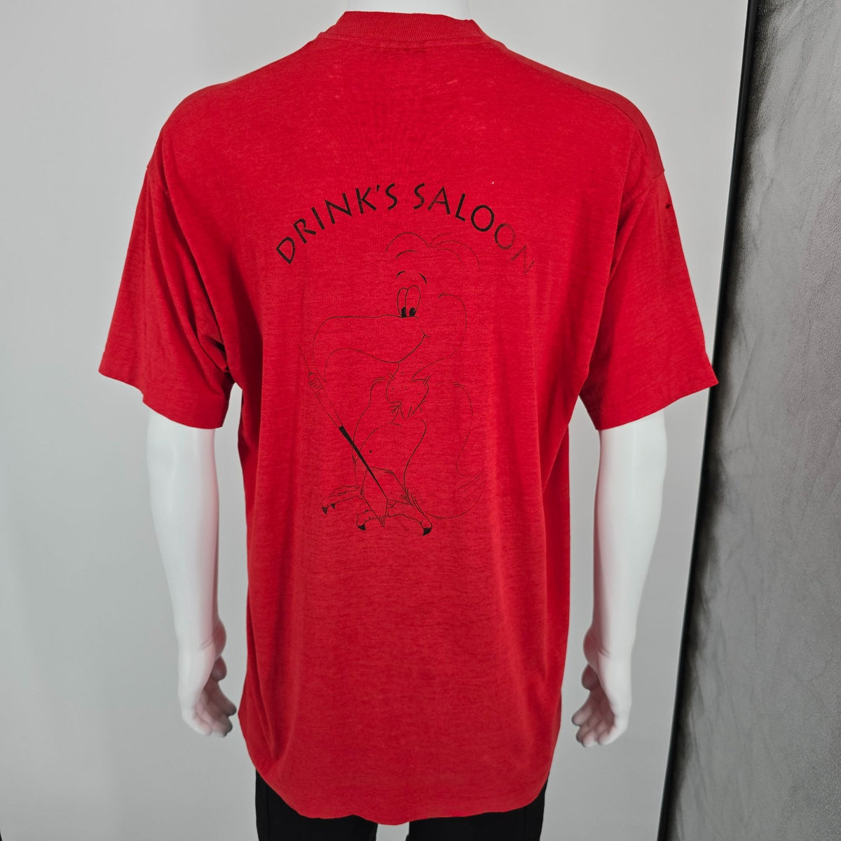 Distressed Vintage 1990s Drink's Saloon Brownstown Township Pocket T-Shirt (XL)