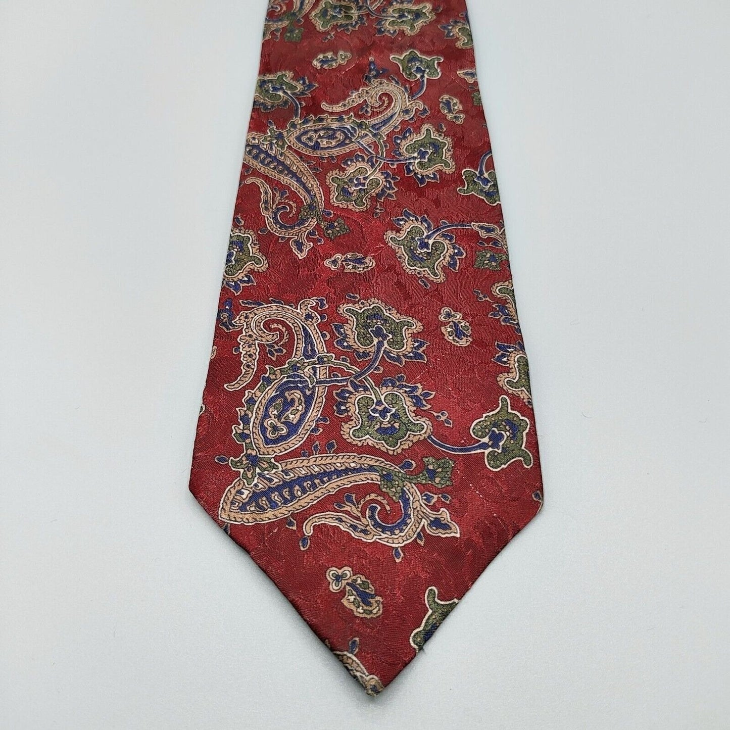 Vintage Envoy Paisley Pattern Red, Blue, Green and Brown Necktie