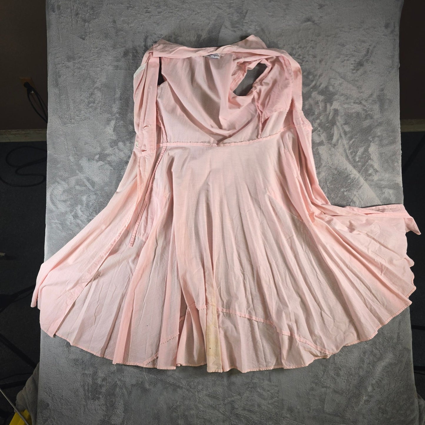 Vintage 1950 Loungees Pink Swiss Dot Double-Breasted Fit & Flare Day Dress (L)