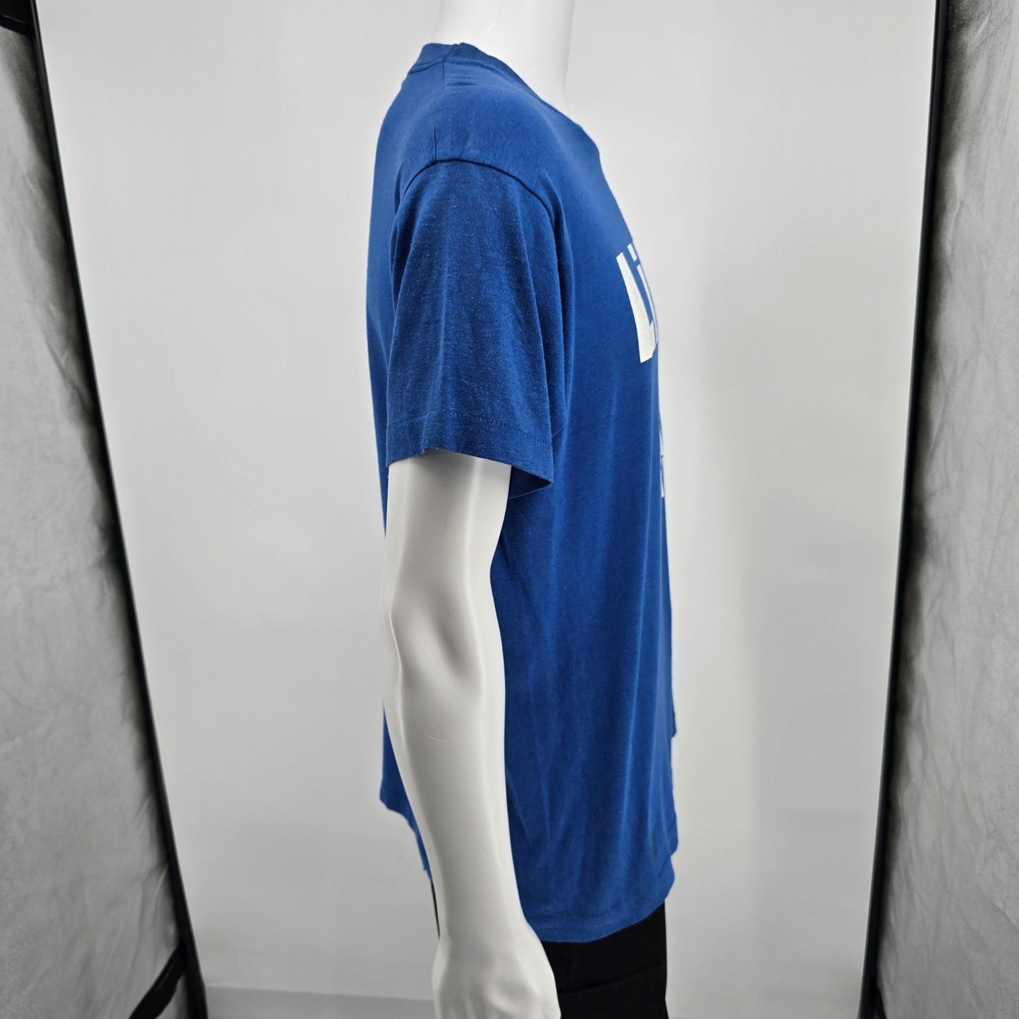 Vintage 1980s Screen Stars Blue Litton Industries Company Picnic T-Shirt (L)