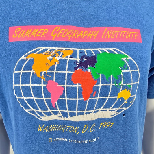 Vintage 1991 National Geographic Society Summer Geography Institute T-Shirt (L)