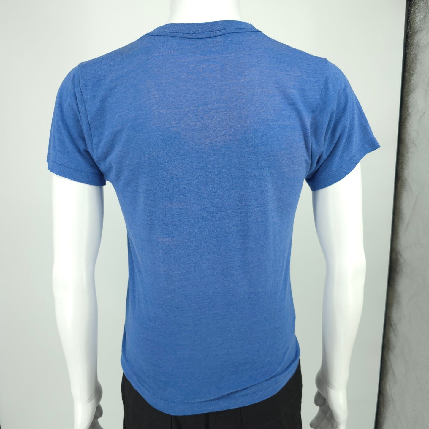 Vintage 1970s DIY "Stevie Wonder" Flocked Letter Soccer Ball Patch T-Shirt (S)
