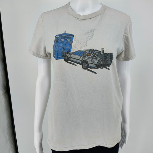 Shirt.Woot Dr. Who Tardis Back to the Future DeLorean Graphic T-Shirt (S) *Fair*