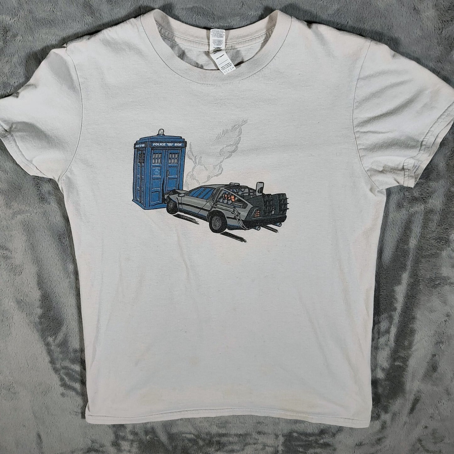 Shirt.Woot Dr. Who Tardis Back to the Future DeLorean Graphic T-Shirt (S) *Fair*