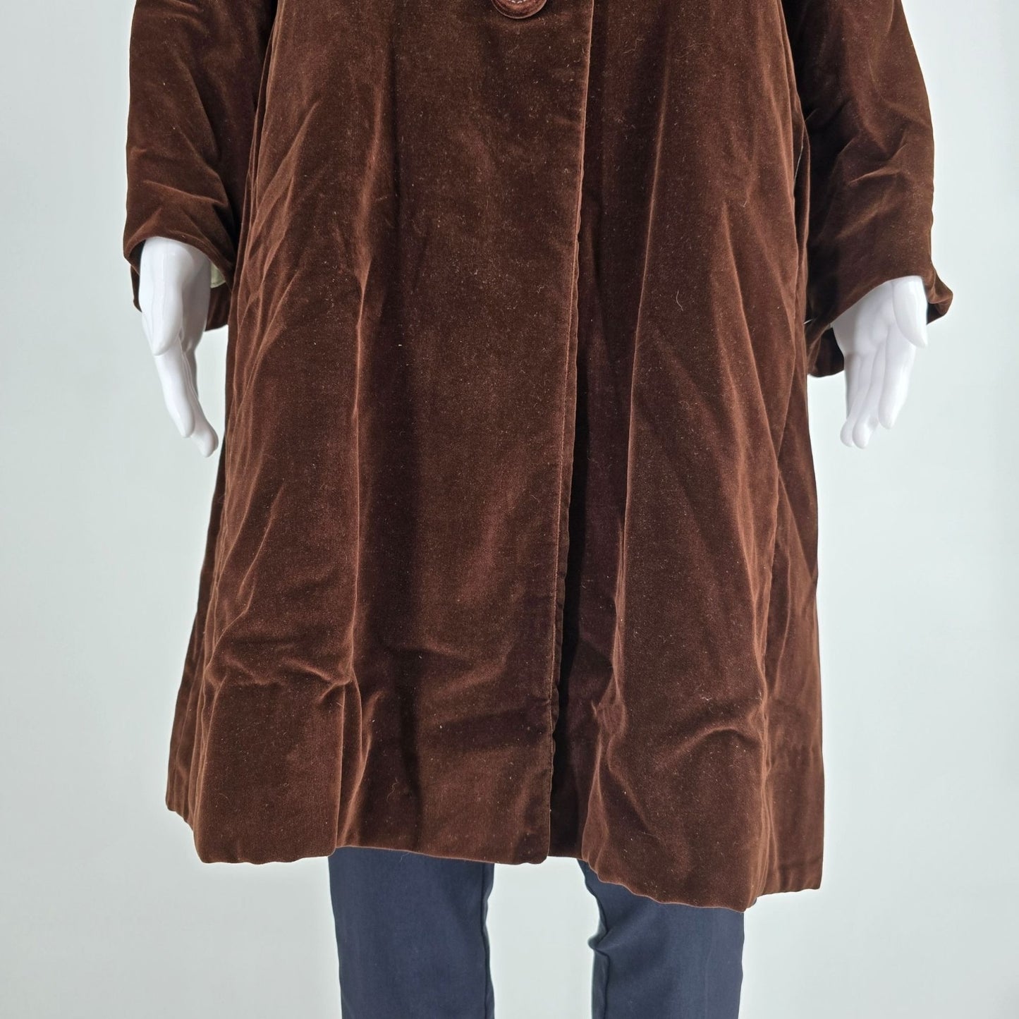 Vintage 1960s Lawrence of London Fabric by Crompton Brown Velveteen Coat (M)