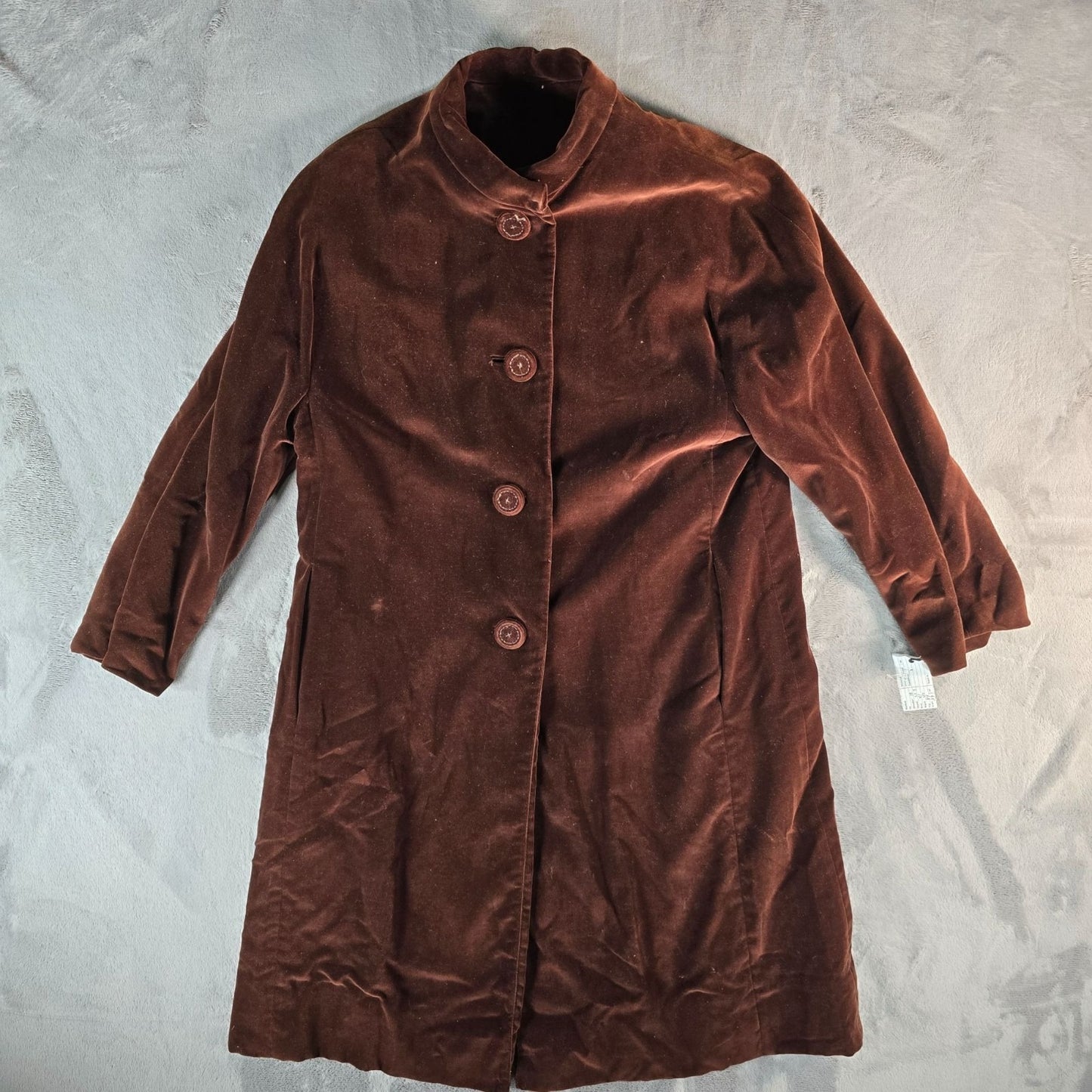 Vintage 1960s Lawrence of London Fabric by Crompton Brown Velveteen Coat (M)