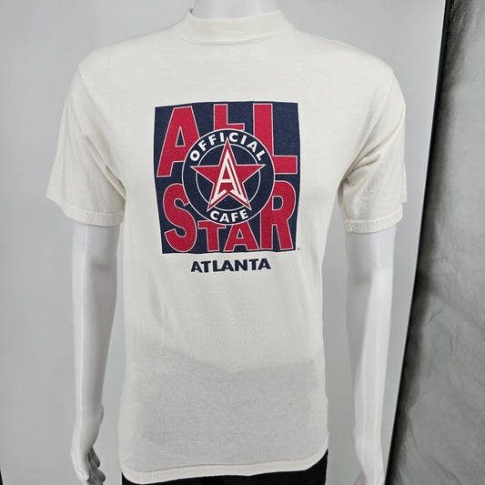 Vintage 1990s Official All Star Cafe Atlanta White Cotton Logo T-Shirt (Small)