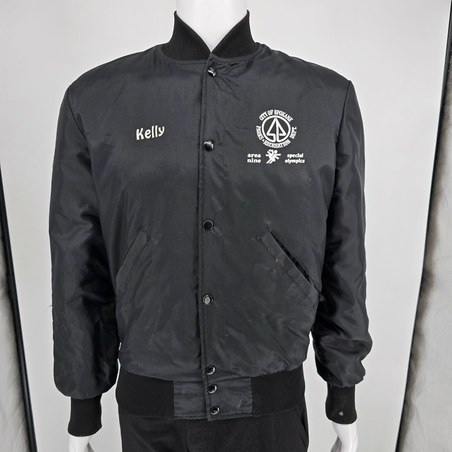 Vintage 1990s "Spokane Blades" Special Olympics Speed Skating Bomber Jacket (S)