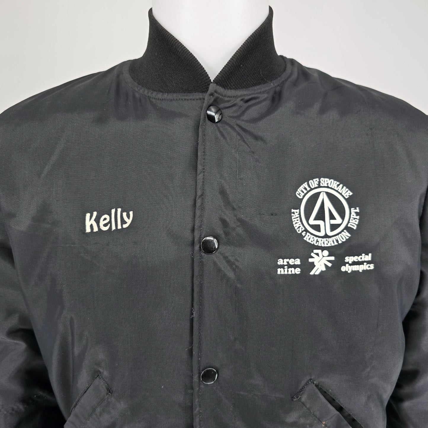 Vintage 1990s "Spokane Blades" Special Olympics Speed Skating Bomber Jacket (S)