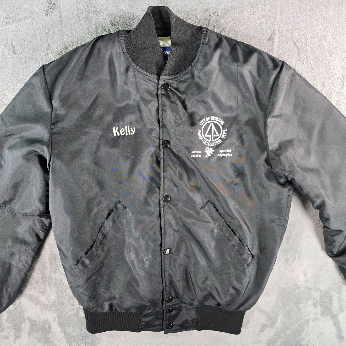Vintage 1990s "Spokane Blades" Special Olympics Speed Skating Bomber Jacket (S)