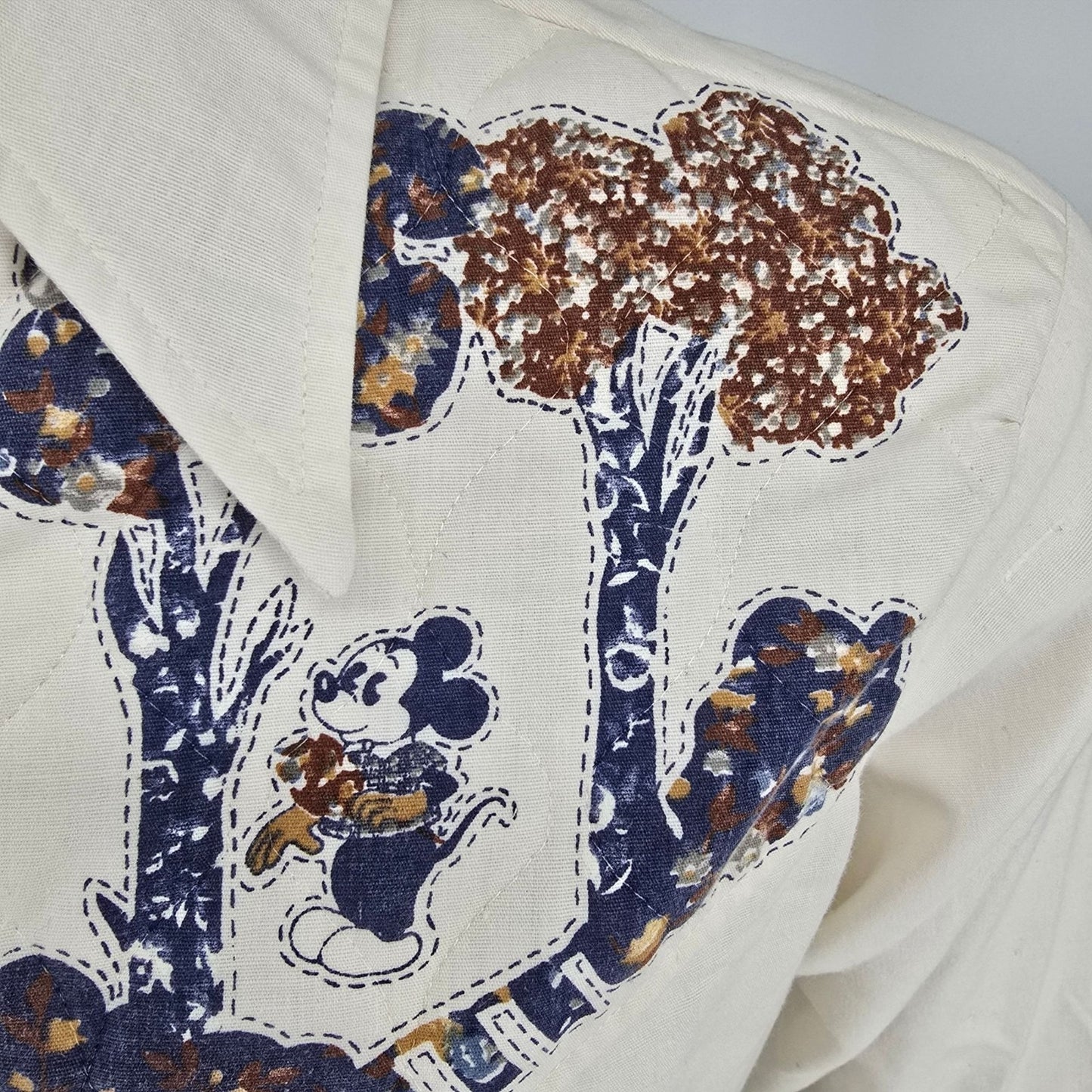 Vintage 1970s Disney Mickey Mouse/Minnie Mouse Quilted Western Shirt (M) *Flaws