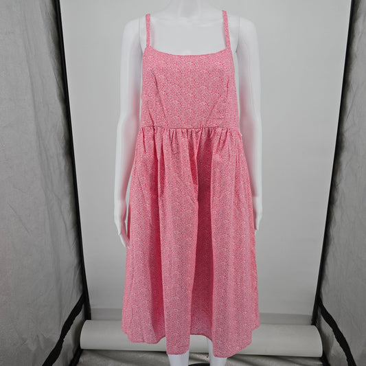 Vintage 1970s Pink Floral Sleeveless Spaghetti Strap Prairie Sundress (S/M)