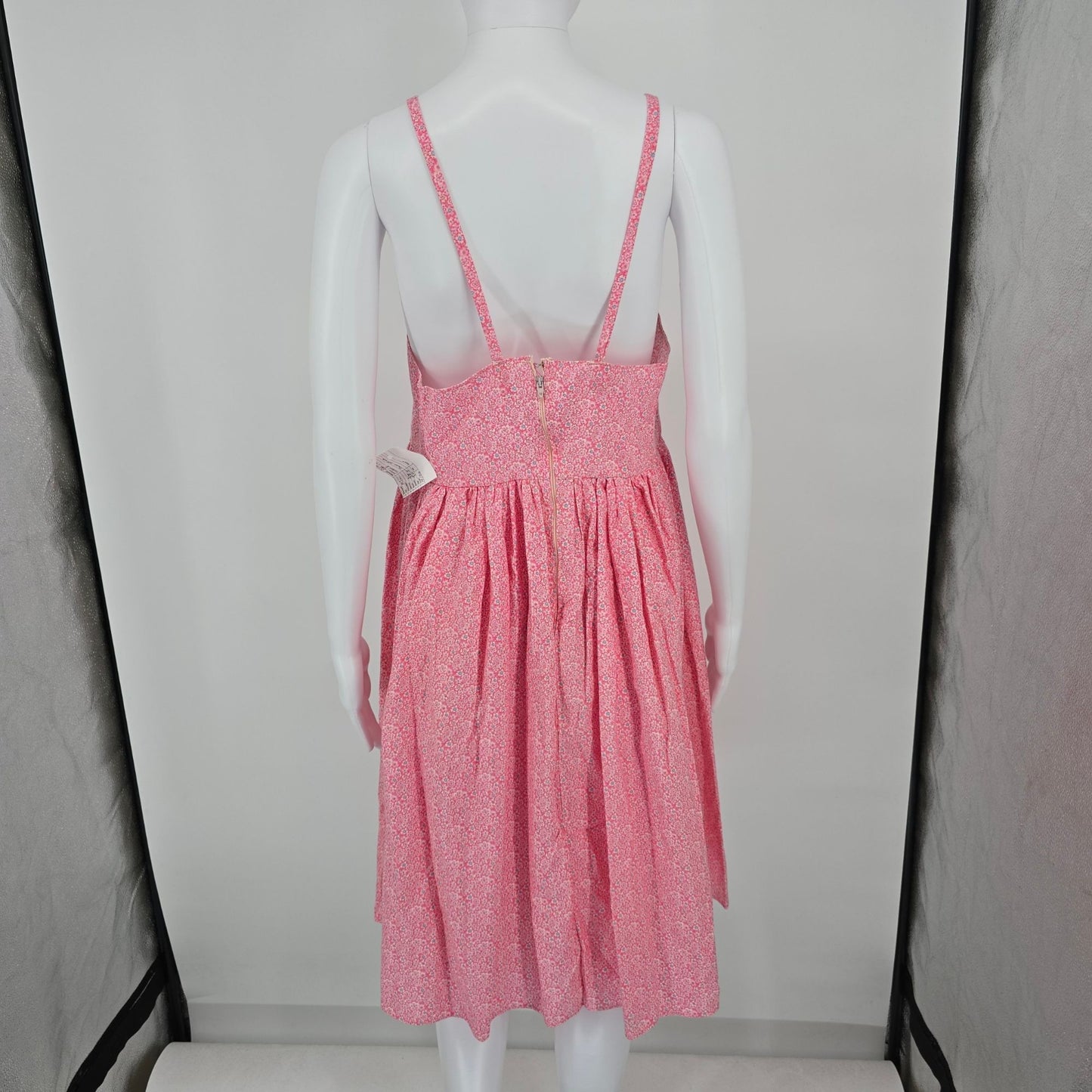 Vintage 1970s Pink Floral Sleeveless Spaghetti Strap Prairie Sundress (S/M)